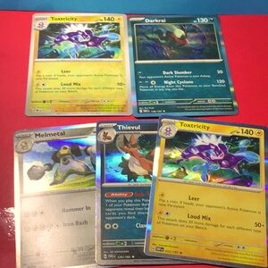 Lot OF 5 DIFFERENT POKEMON CARDS 4 HOLO.1 REVERSE HOLO ALL STAR PROMO